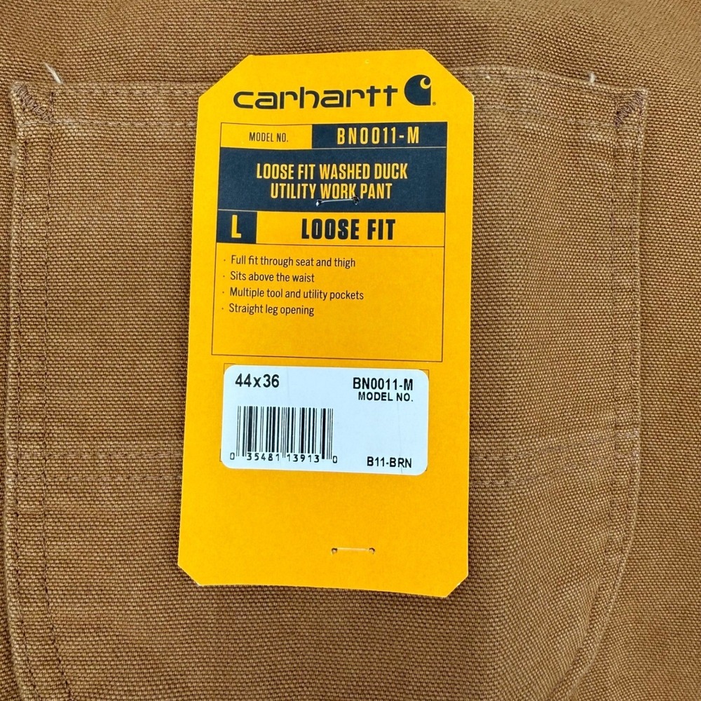 Carhartt Mens 44x36 Brown‎ Loose Fit Canvas Work Pants B11-BRN New W Tags - Picture 9 of 10